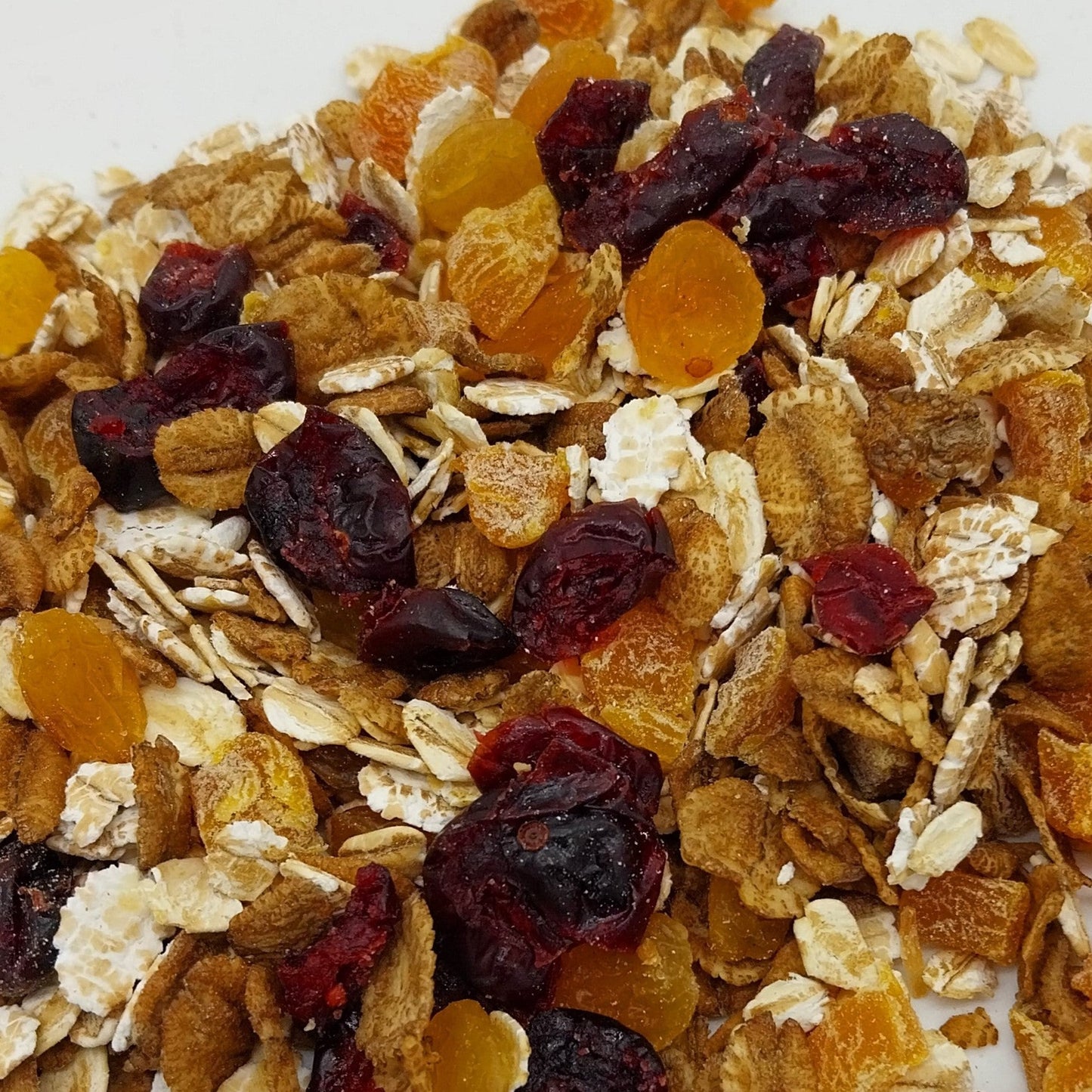 apricots, cranberries, raisins, oats, muesli